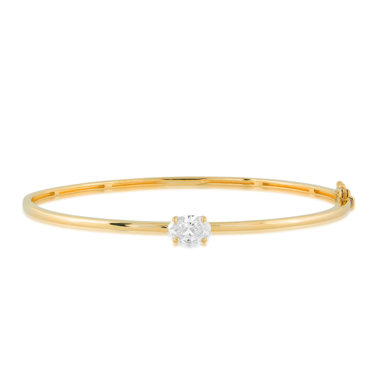 Forevermade 1 ct. tw. Lab-Grown Oval Diamond Solitaire 7" Bangle Bracelet in 14K Yellow Gold