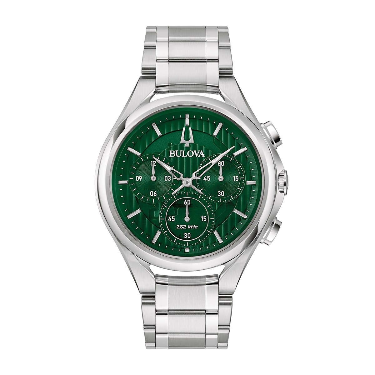 Bulova Men's Curv Quartz Chronograph Stainless Steel Watch with Green Dial