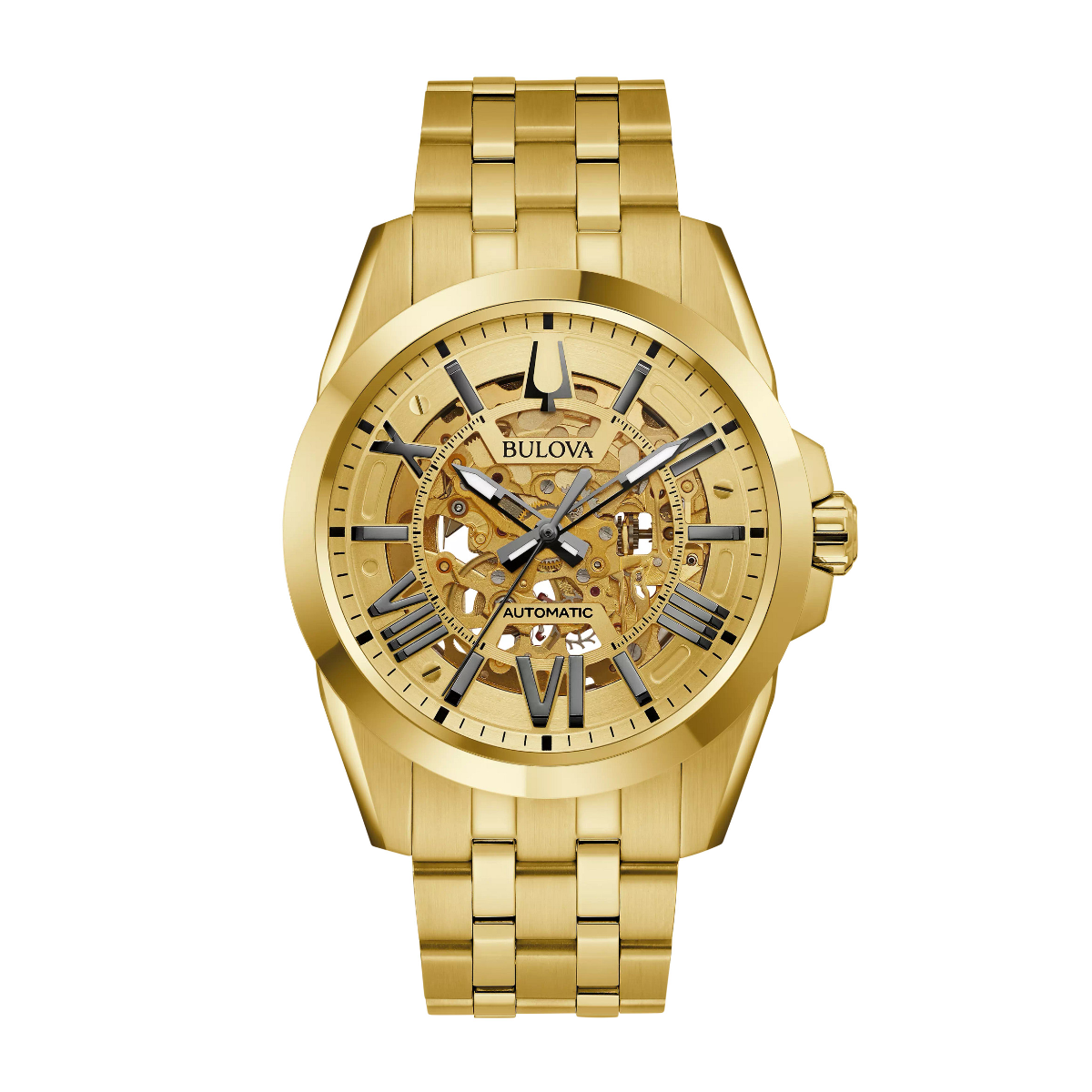 Bulova Men's Sutton Gold-Tone Stainless Steel Watch with Open Aperture Dial