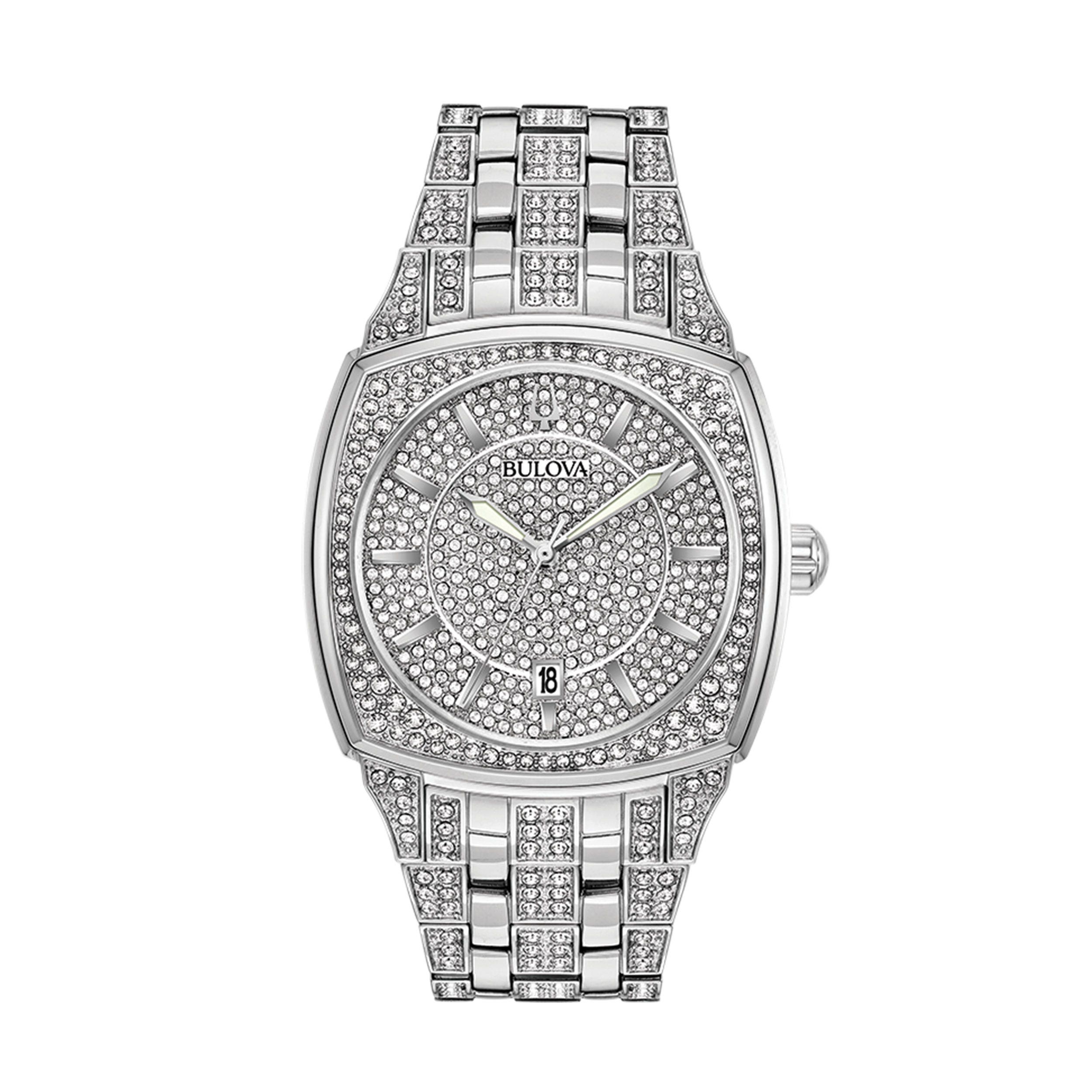 Bulova Men's Phantom Stainless Steel Watch with White Metal Band - 96B296