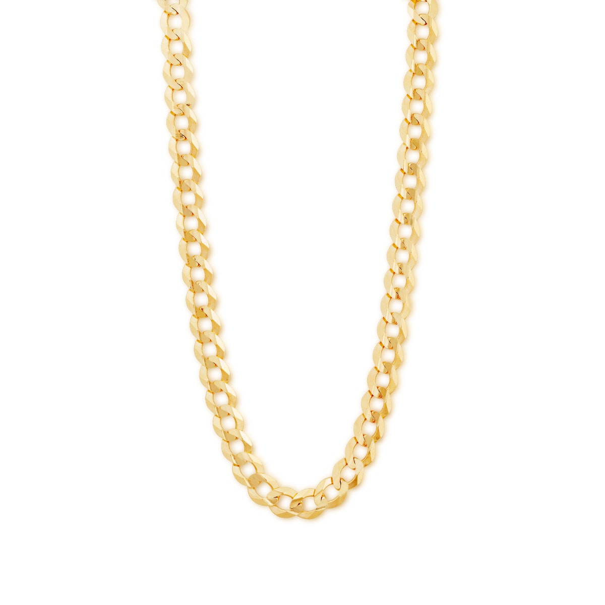 7mm 20" Solid Curb Chain Necklace in 10K Yellow Gold