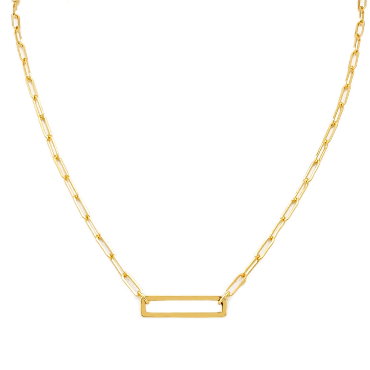 Rectangle Paperclip Chain Necklace in 10K Yellow Gold