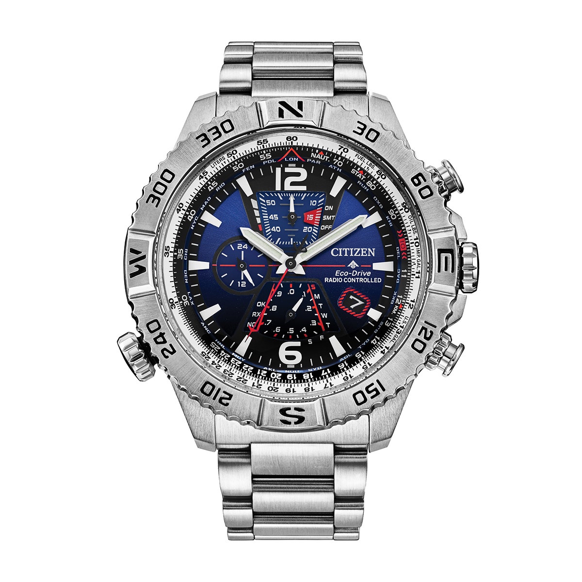 Citizen Men's Promaster Navihawk A-T Eco-Drive Stainless Steel Watch with Blue Dial