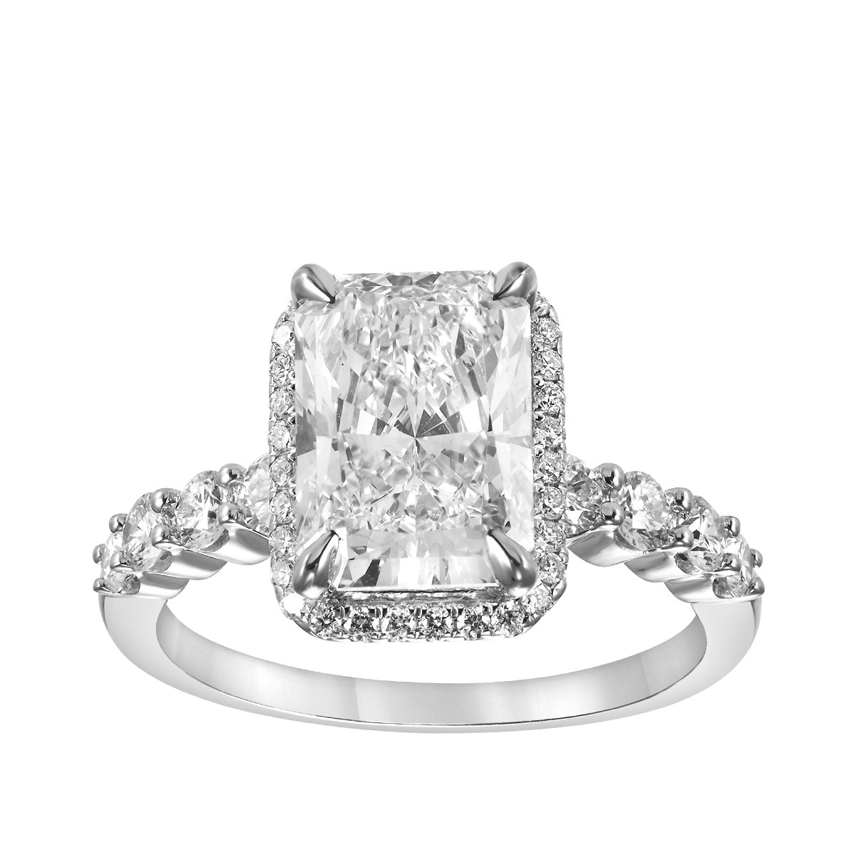 Forevermade 3-5/8 ct. tw. Lab-Grown Radiant Cut Diamond Halo Engagement Ring in 14K White Gold