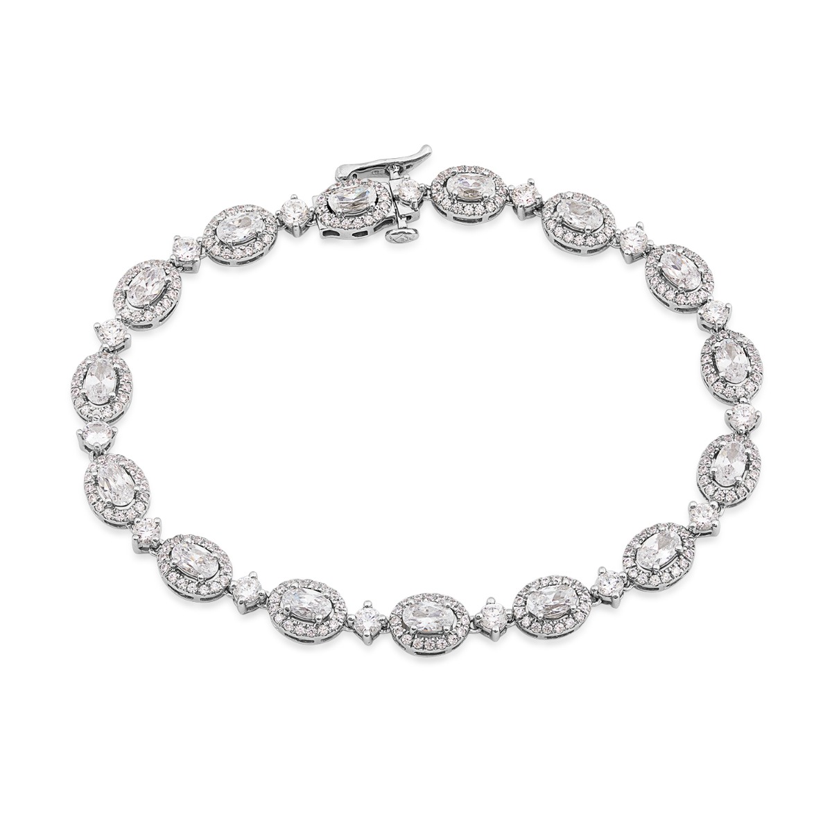 Forevermade 6-1/4 ct. tw. Lab-Grown Oval & Round Diamond Halo Tennis Bracelet 14K White Gold