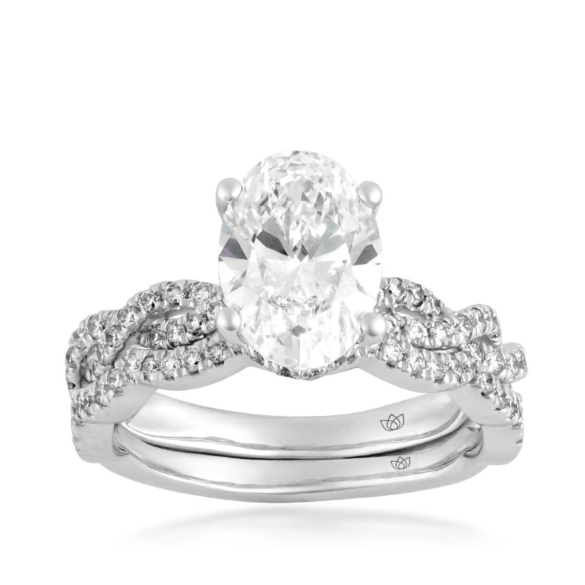 Radiance by Forevermade 2-1/2 ct. tw. Lab-Grown Oval Diamond Hidden Halo Twist Wedding Set in 14K White Gold