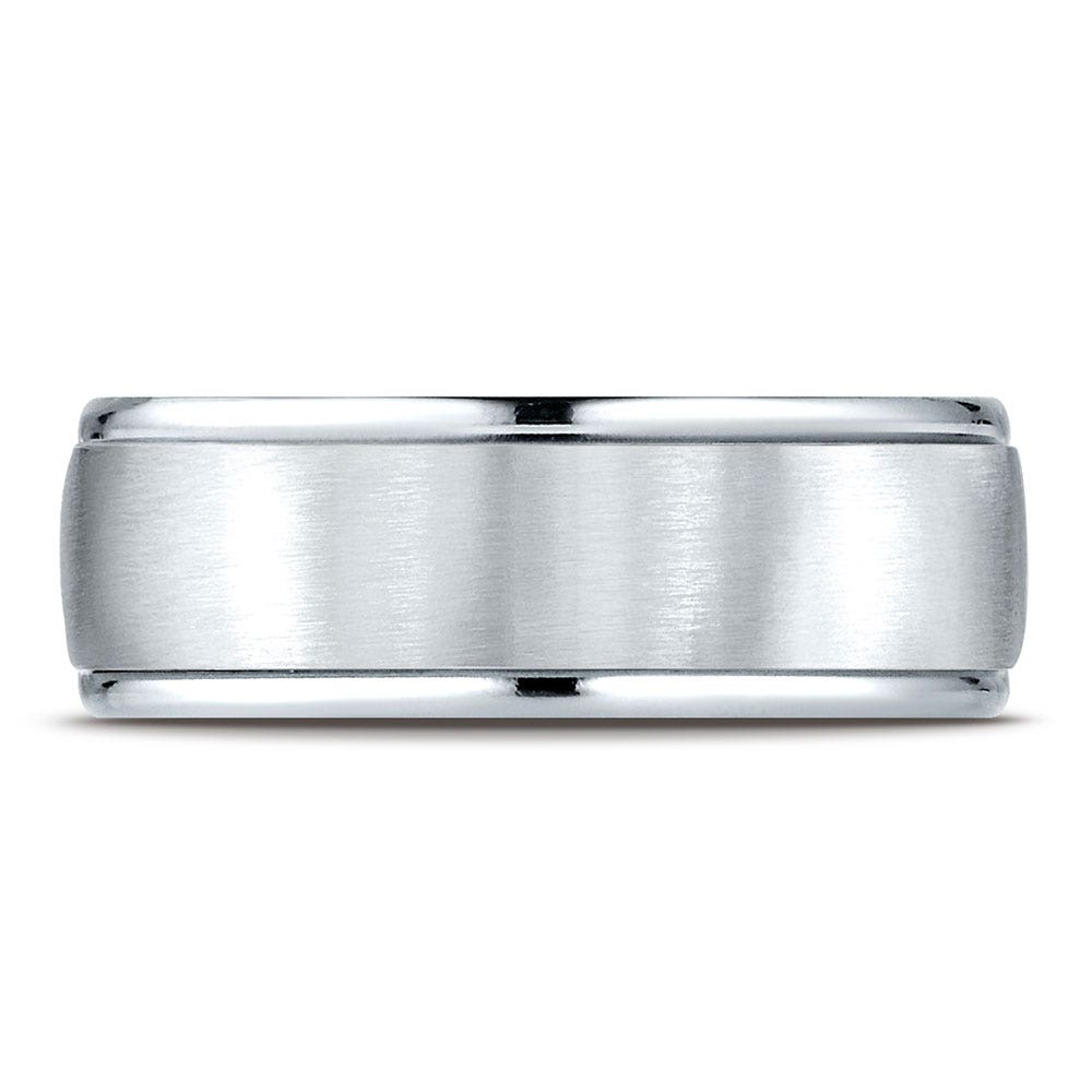 Benchmark Men's High Polish Wedding Band with Satin Center in 10K White Gold - RECF7802S10KW