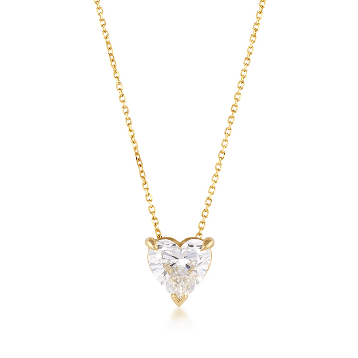 Forevermade 3/4 ct. tw. Lab-Grown Heart Diamond Solitaire Necklace in 10K Yellow Gold