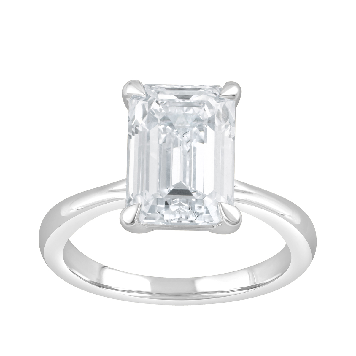 Forevermade 3 ct. tw. Lab-Grown Emerald Cut Diamond Solitaire Engagement Ring in 14K White Gold
