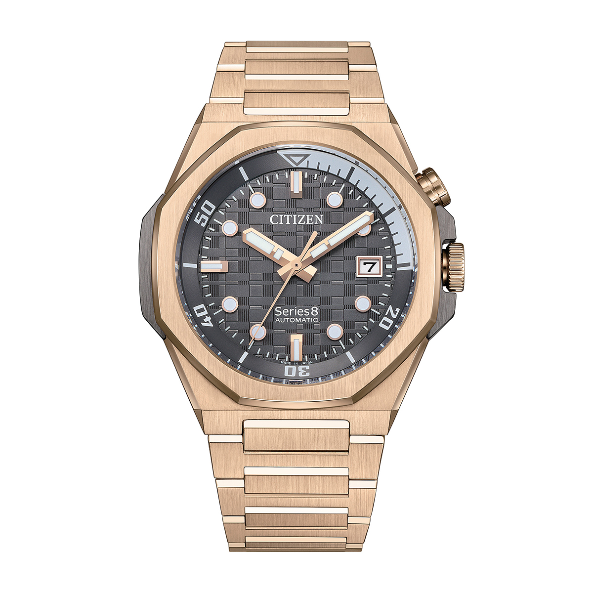 Citizen Men's Series8 890 Automatic Pink Gold-Tone Stainless Steel Watch with Gray Dial
