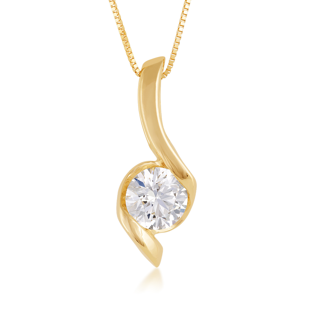 Sirena USA 1 ct. tw. Lab-Grown Round Diamond Swirl Pendant in 14K Yellow Gold