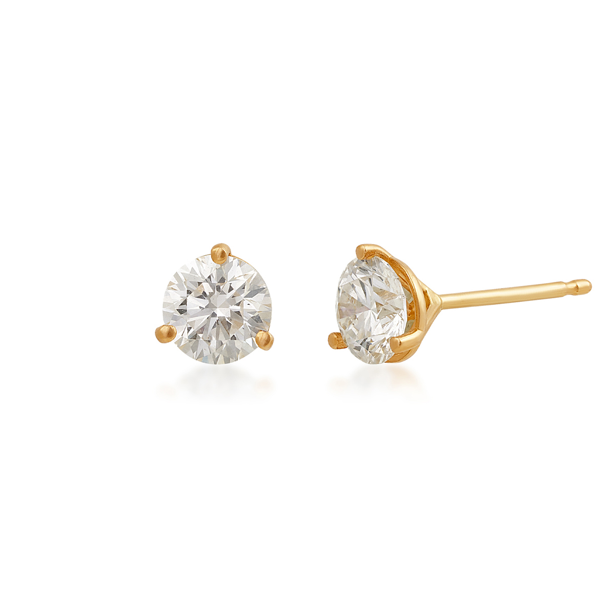 USA Collection 1-1/2 ct. tw. Lab-Grown Round Brilliant Diamond Solitaire Earrings in 14K Yellow Gold