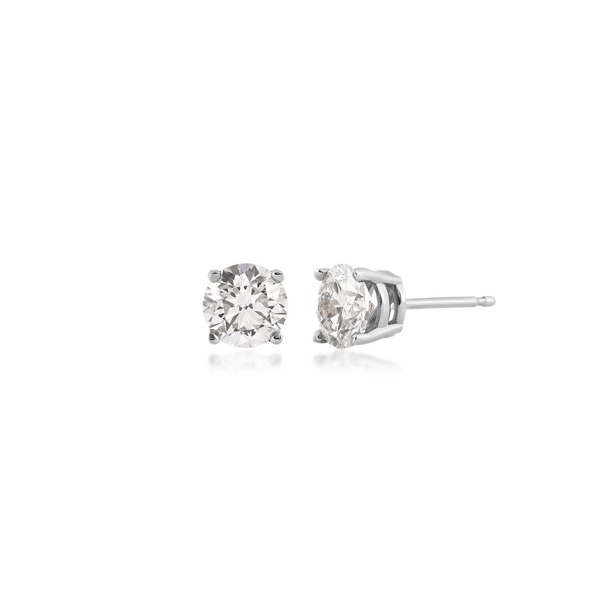 USA Collection 1 ct. tw. Lab-Grown Round Brilliant Diamond Solitaire Earrings in 14K White Gold