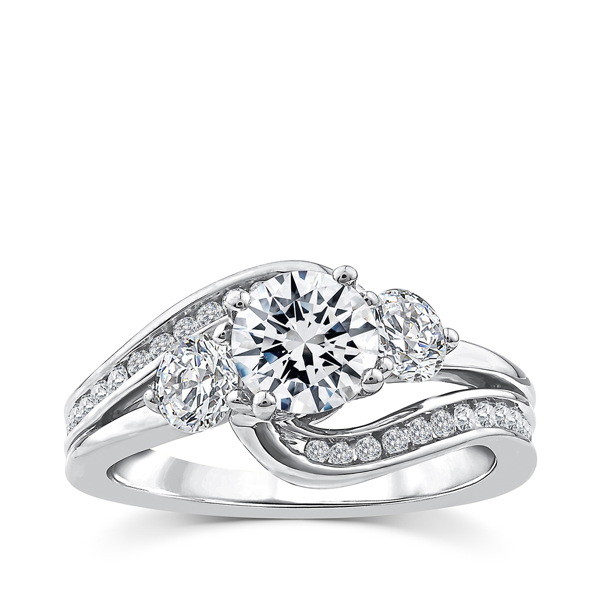 Above Love Star 1-5/8 ct. tw. Lab-Grown Round Brilliant 3-Stone Diamond Engagement Ring in 18K White Gold