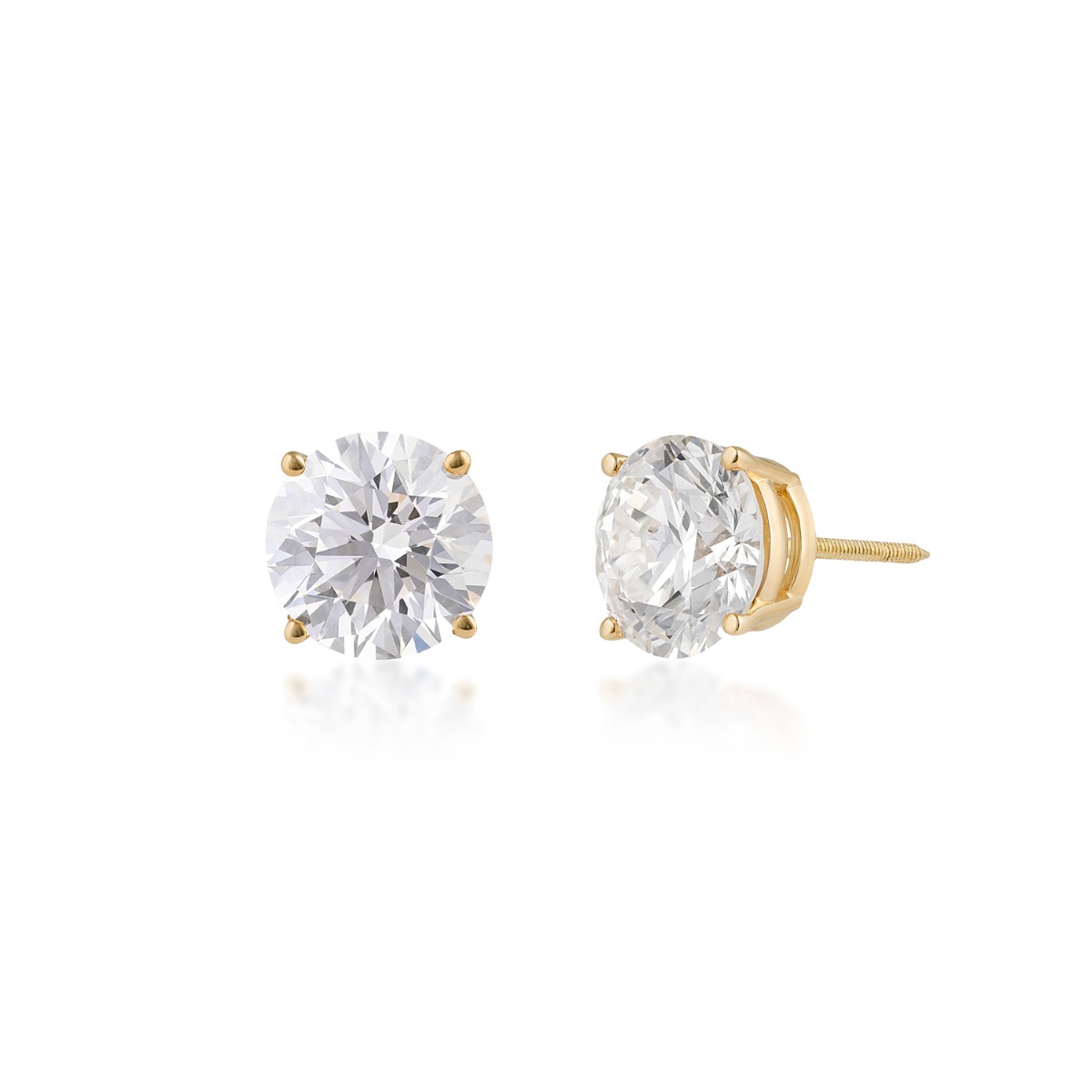 USA Collection 4 ct. tw. Lab-Grown Round Brilliant Diamond Solitaire Earrings in 14K Yellow Gold