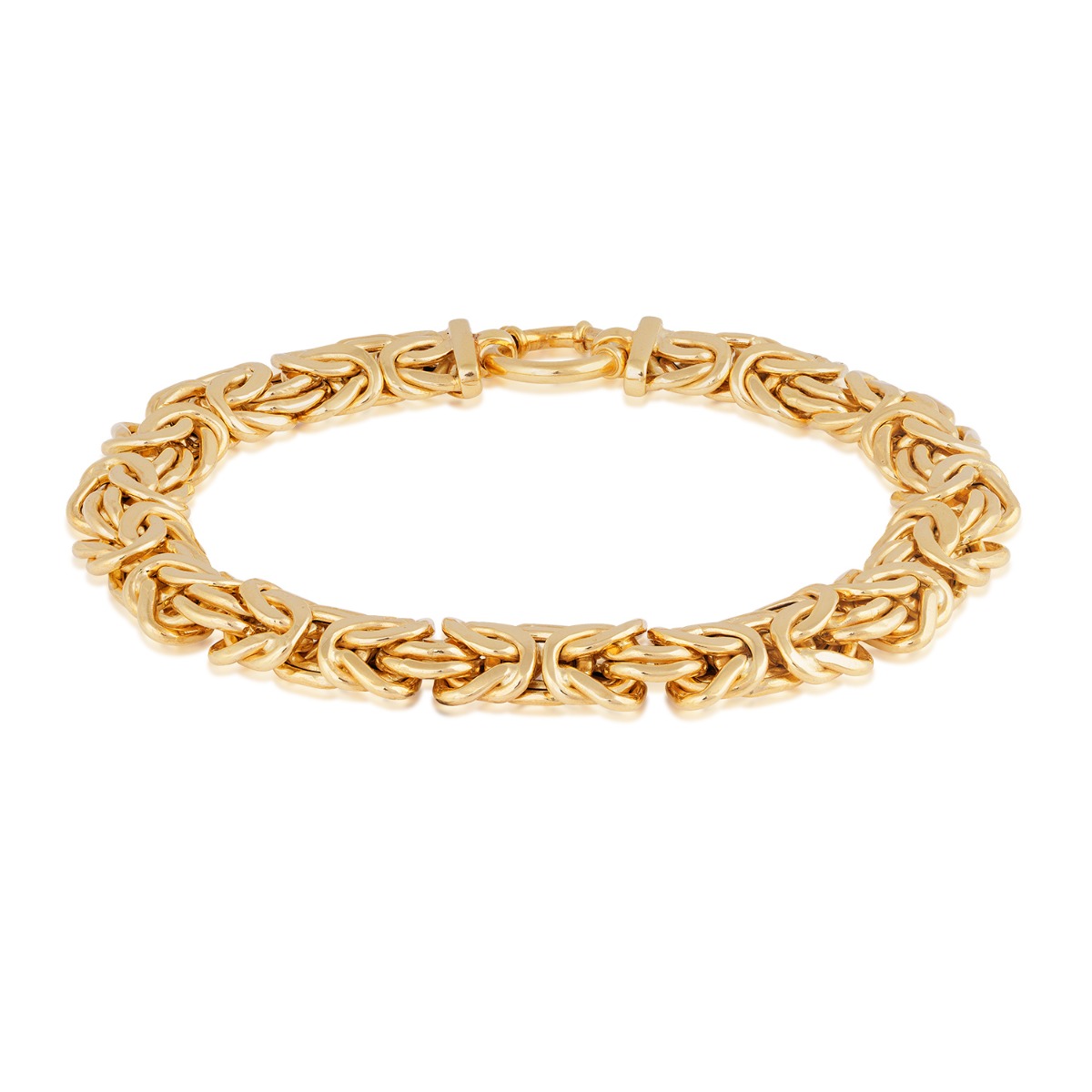 9mm 7.5" Byzantine Link Bracelet in 14K Yellow Gold