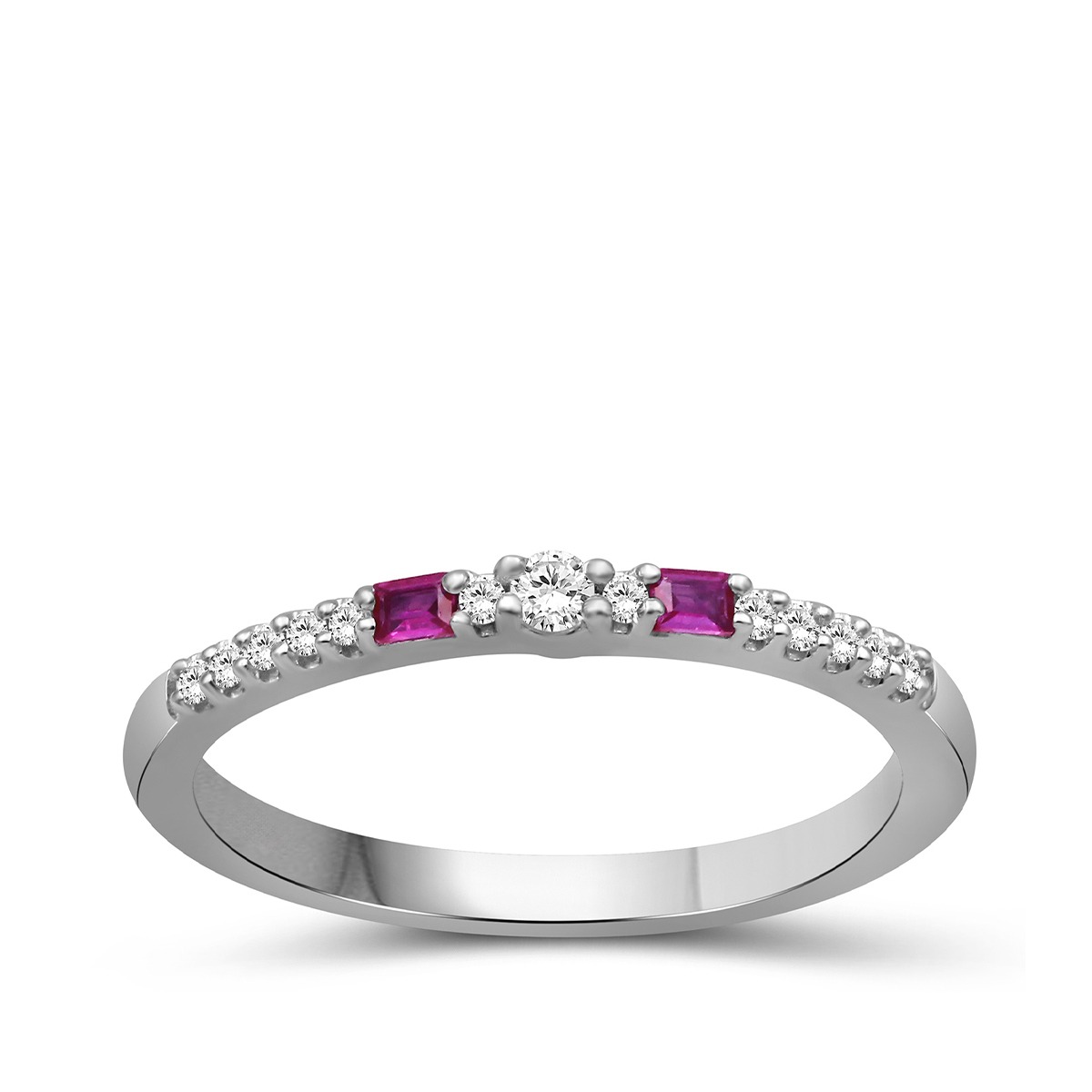 Created Ruby & 1/10 ct. tw. Diamond Stackable Ring in Sterling Silver