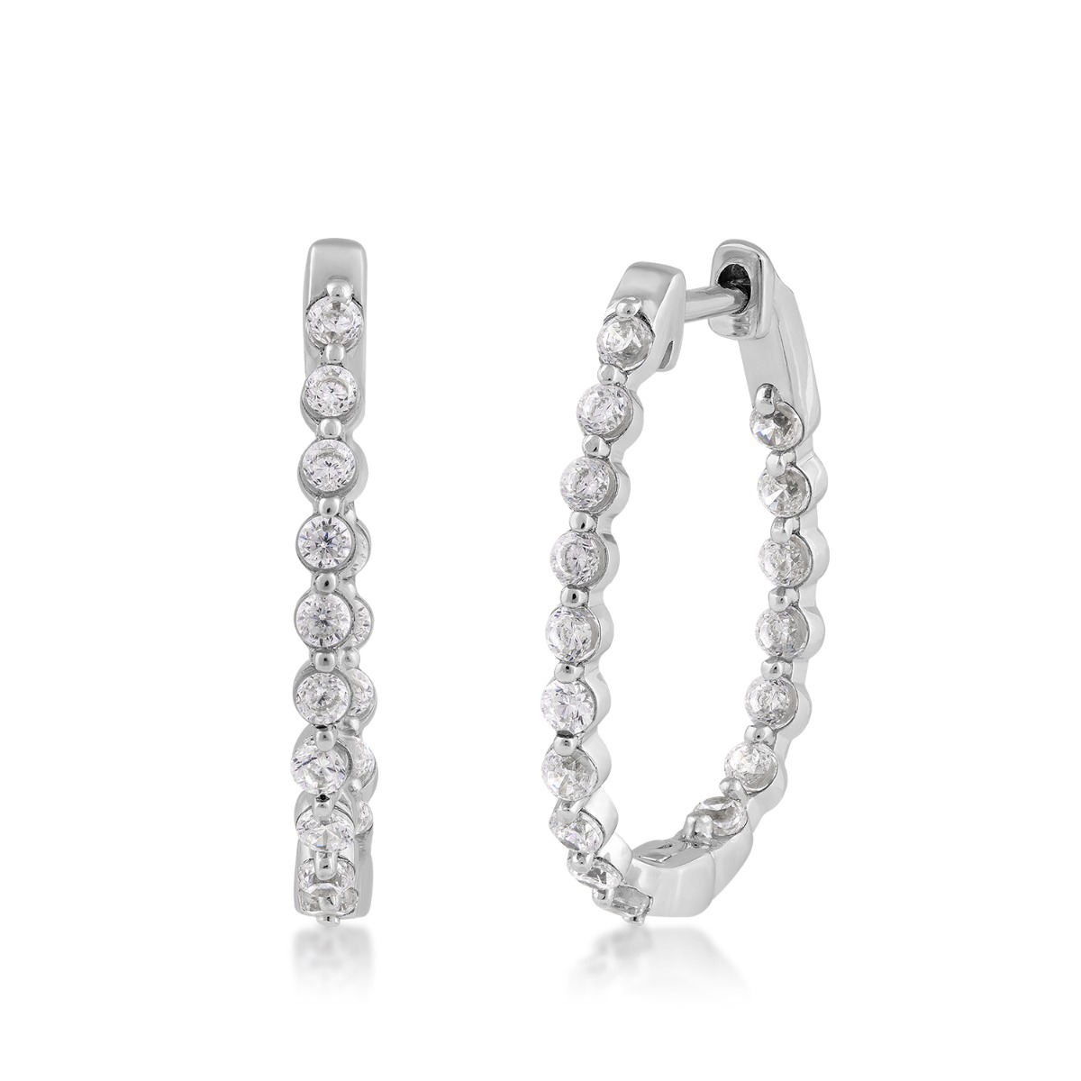 Forevermade 1 ct. tw. Lab-Grown Diamond Inside Out Oval Hoop Earrings in Sterling Silver