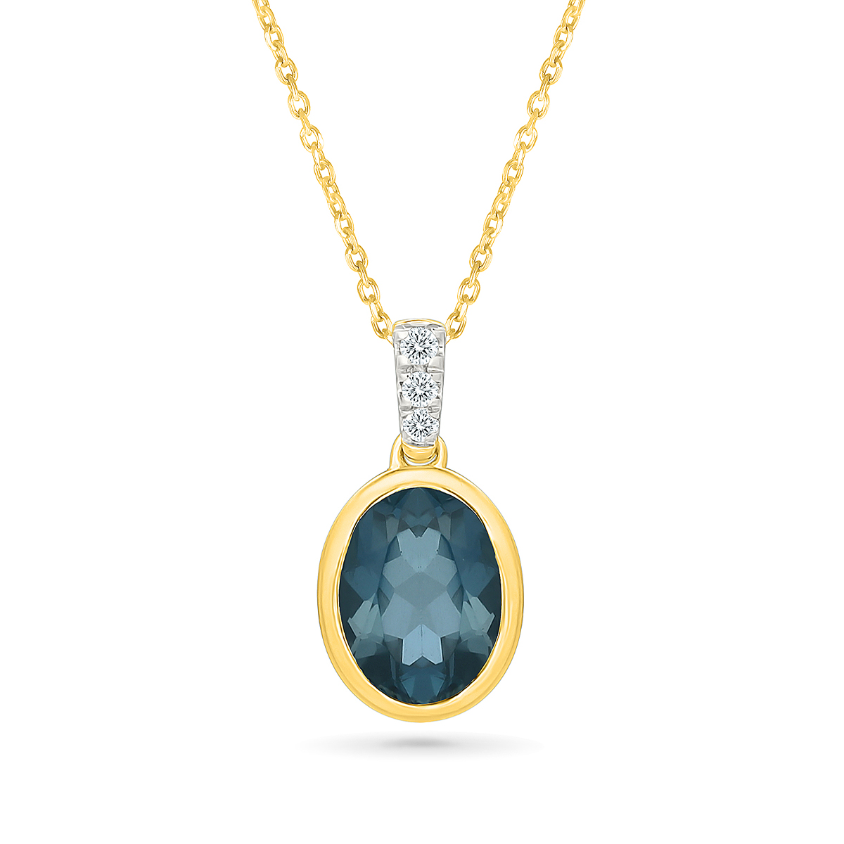 Demi Fine Created Oval London Blue Topaz & Diamond Accent Pendant in Vermeil
