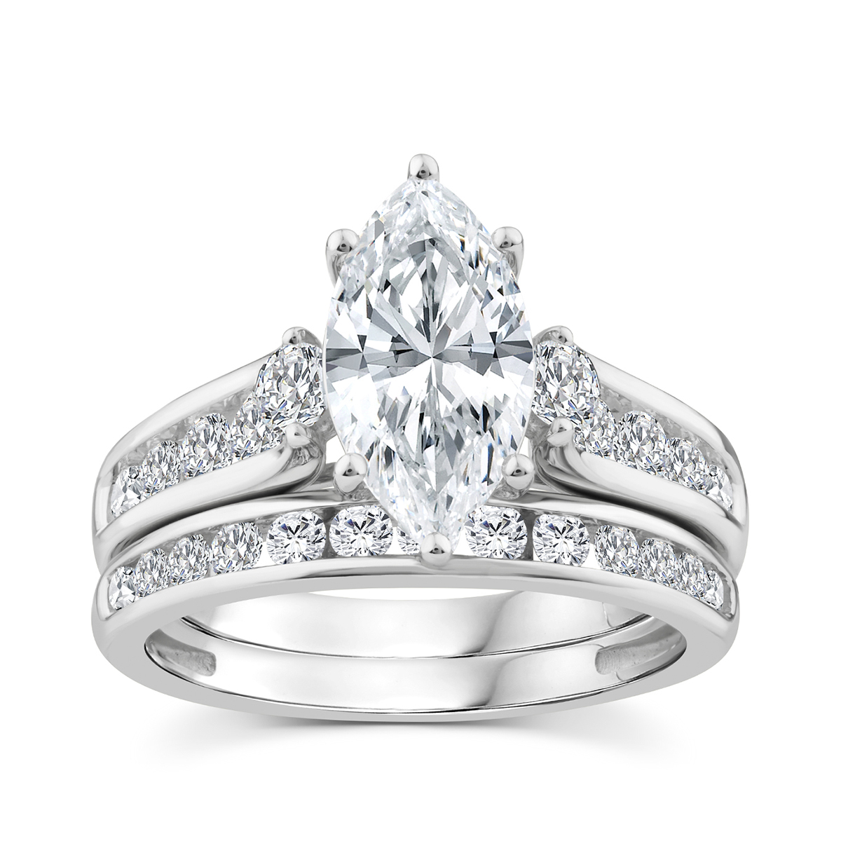 Forevermade 3 ct. tw. Lab-Grown Marquise Diamond Weddings Set in 14K White Gold