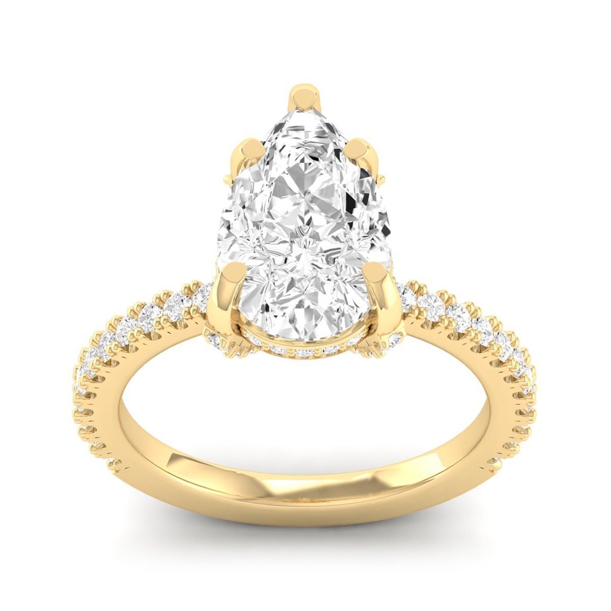 Forevermade 3-1/2 ct. tw. Lab-Grown Pear Diamond Hidden Halo Engagement Ring in 14K Yellow Gold