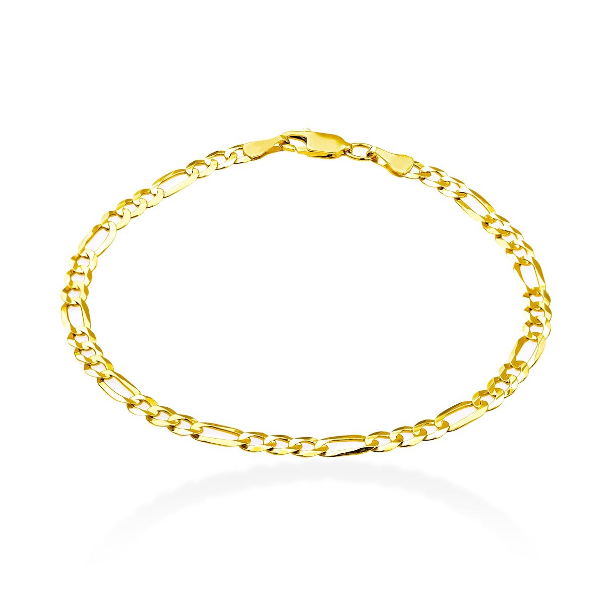3.8MM 9" Solid Figaro Chain Bracelet in 10K Yellow Gold - SFCL-100-OKT-10KY-9