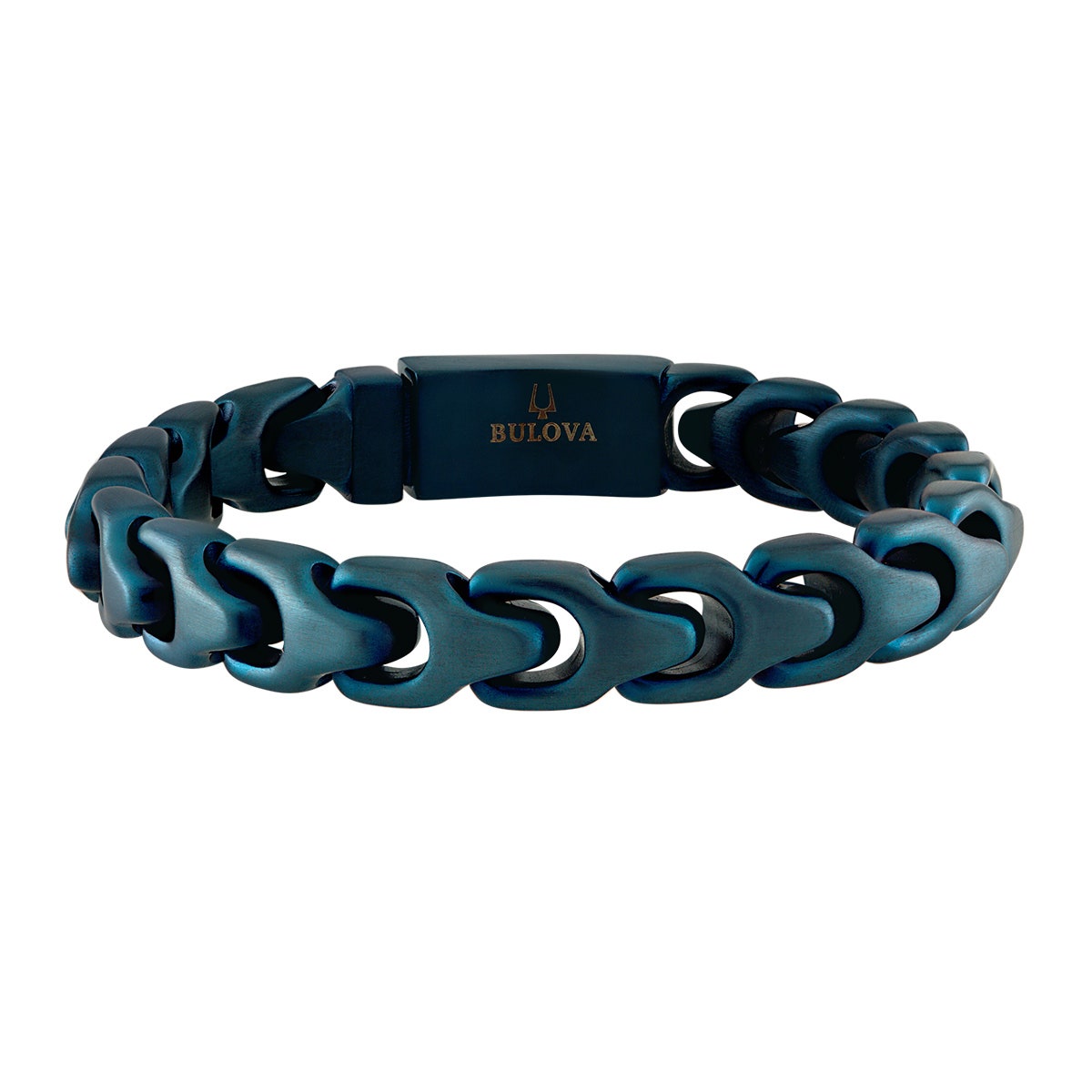 Bulova Men's 8mm 8.5" Link Bracelet in Blue Ion Plated Stainless Steel