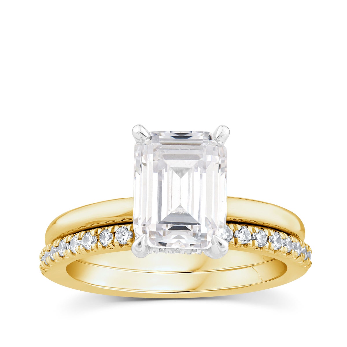 Forevermade 2-1/3 ct. tw. Lab-Grown Emerald Cut Diamond Wedding Set in 14K Yellow & White Gold