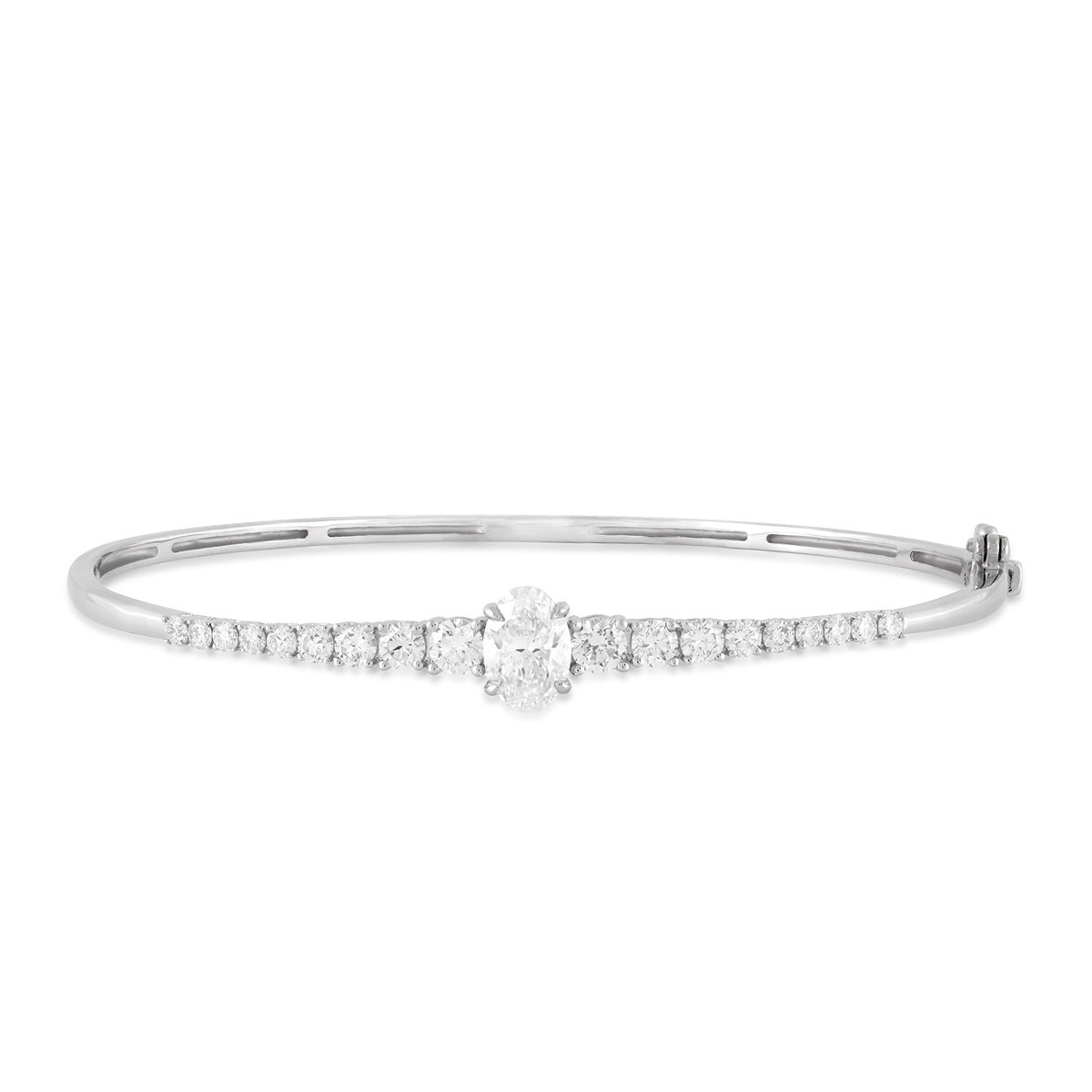 Forevermade 2-1/4 ct. tw. Lab-Grown Oval Diamond Graduated 7" Bangle Bracelet in 14K White Gold