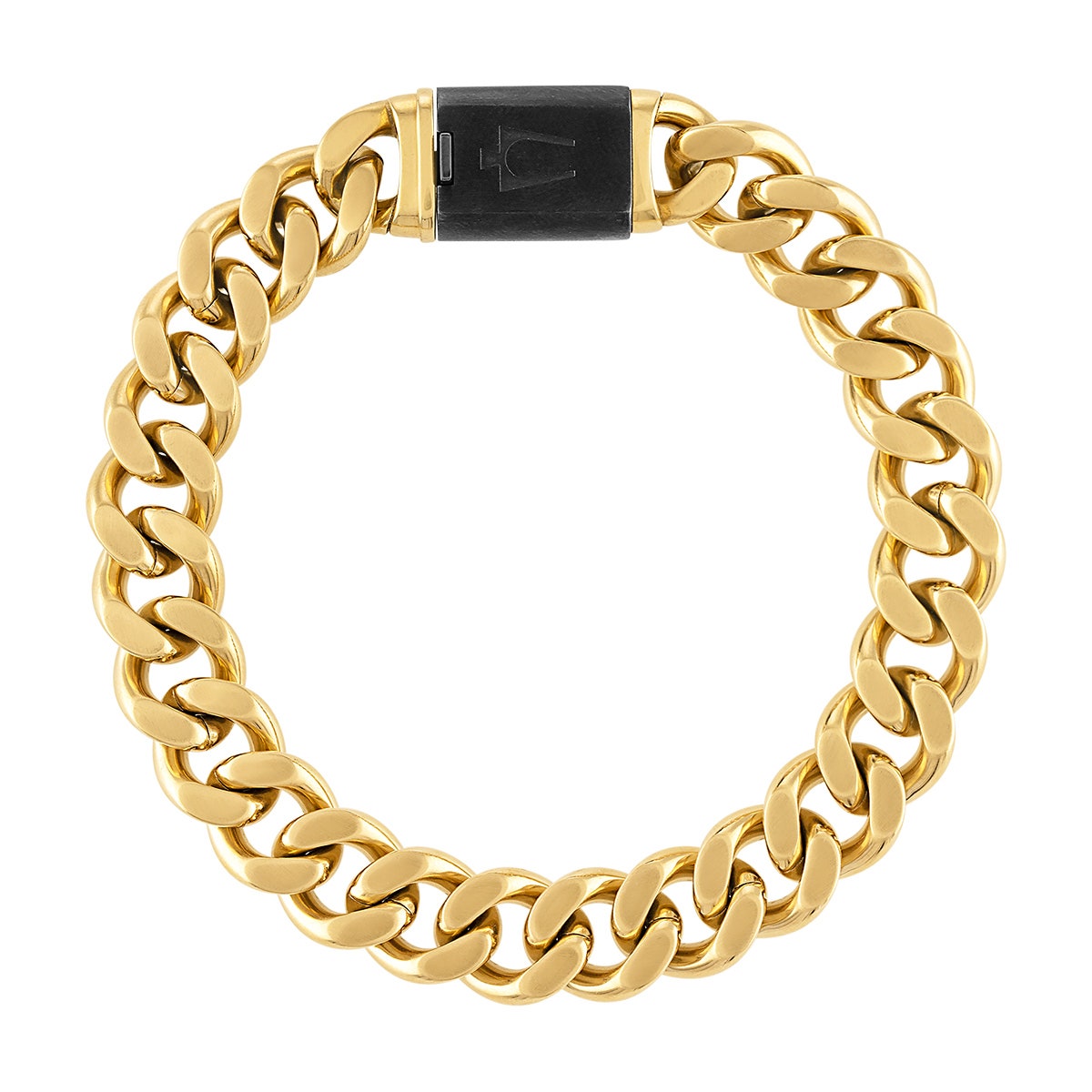 Bulova Men's 13mm 8.5" Curb Chain Bracelet in Gold-Tone Ion Plated Stainless Steel