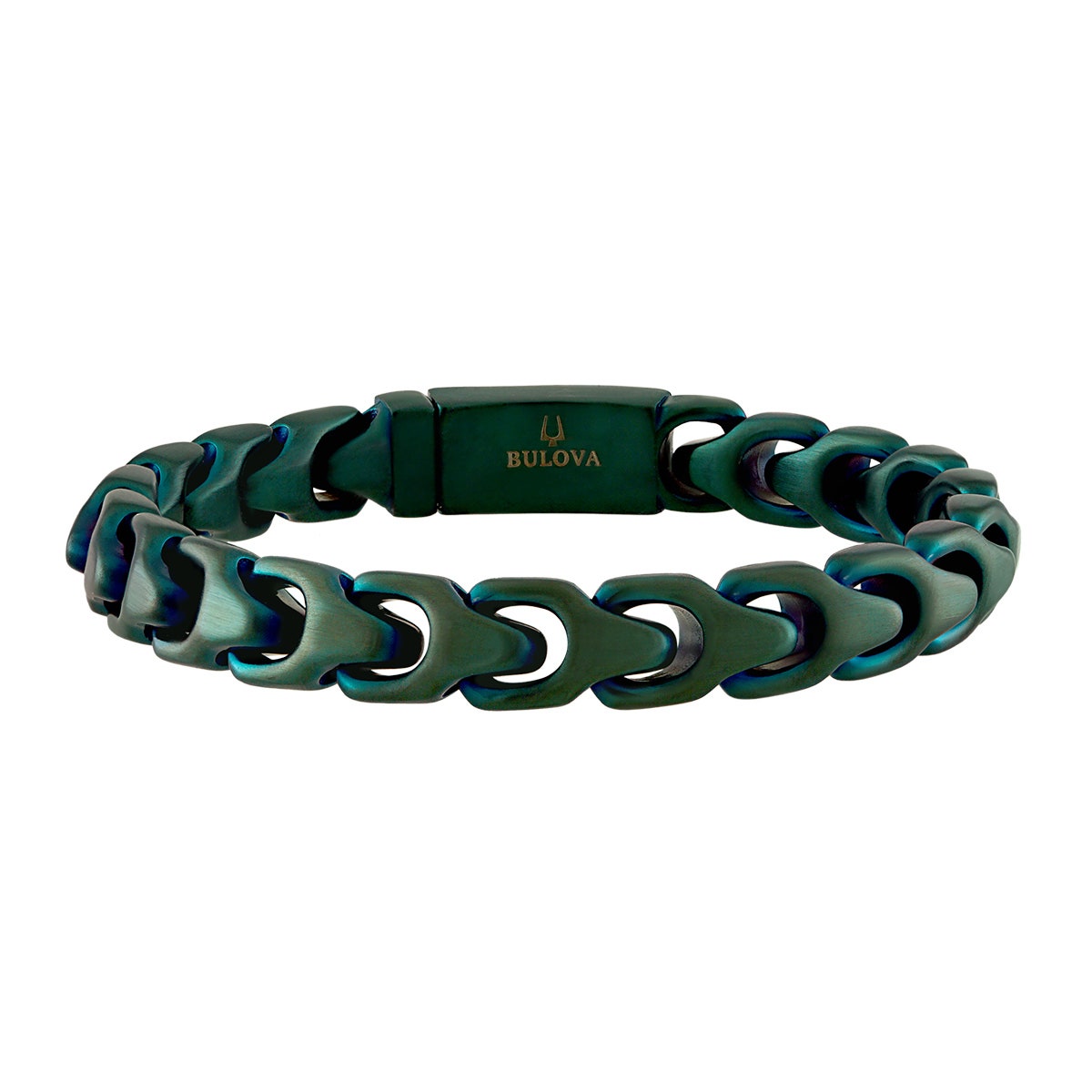 Bulova Men's 8mm 8.5" Link Bracelet in Green Ion Plated Stainless Steel