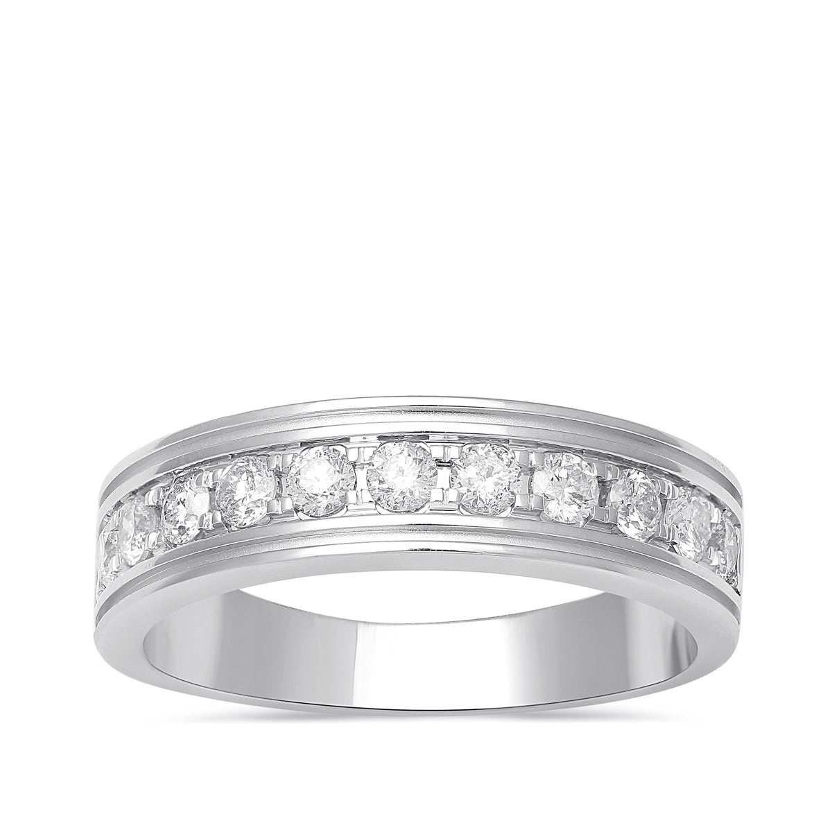 Forevermade Men's 3/4 ct. tw. Lab-Grown Wedding Band in 10K White Gold - LG-RM661884@LGD