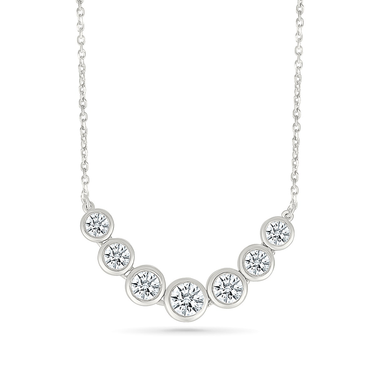 Demi Fine 1 ct. tw. Lab-Grown Diamond Curved Bar Necklace in 10K White Gold