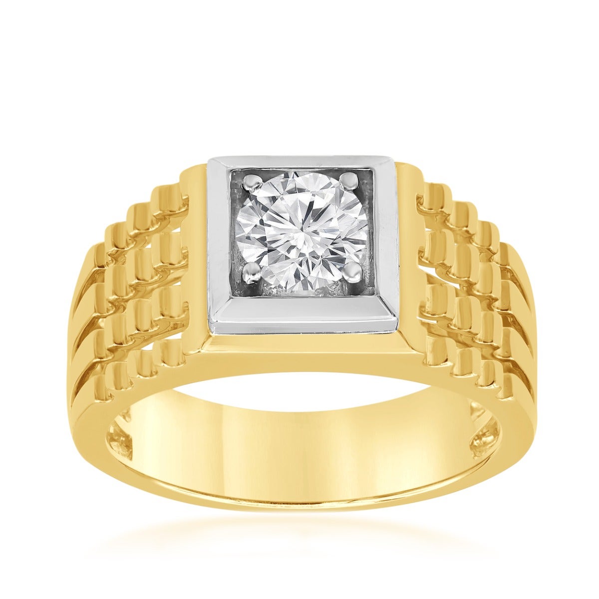 Forevermade 1 ct. tw. Men's Lab-Grown Round Brilliant Diamond Ring in 14K Yellow & White Gold