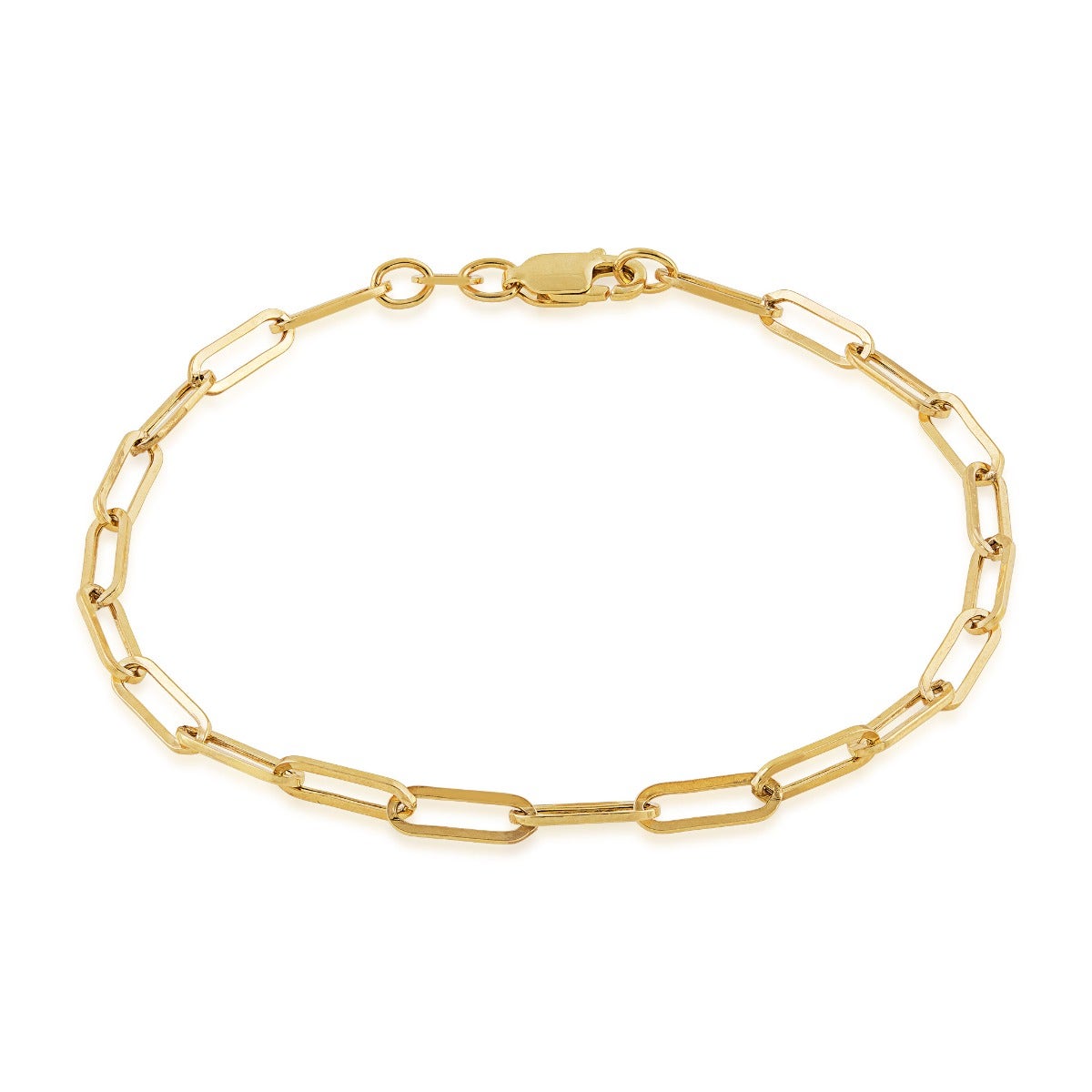 3mm 7.5" Paperclip Chain Bracelet in 10K Yellow Gold