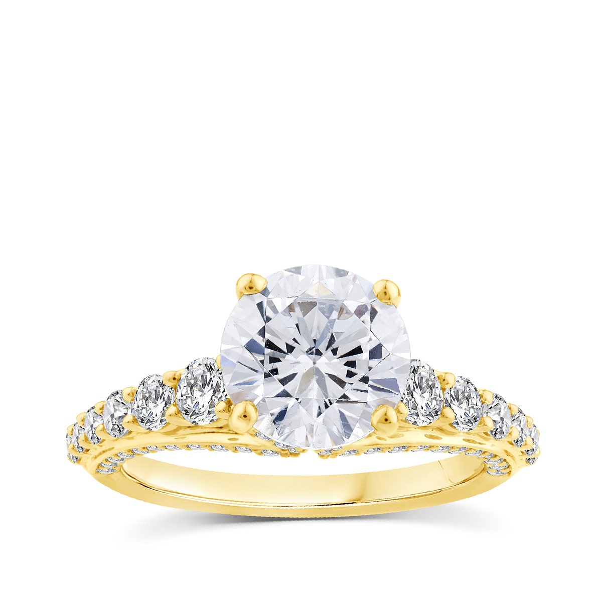 Above Love Star 3-1/4 ct. tw. Lab-Grown Round Brilliant Diamond Graduated Engagement Ring in 18K Yellow Gold