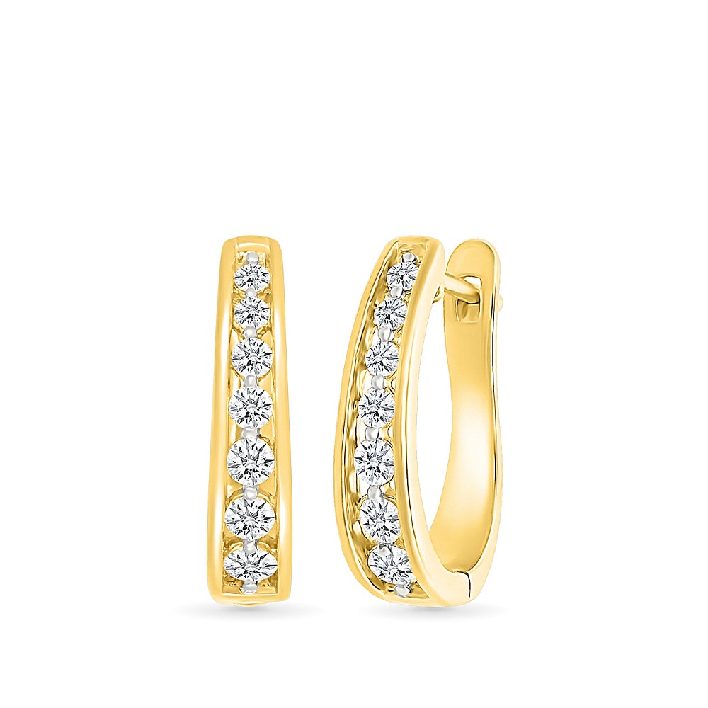 Forevermade 1/2 ct. tw. Lab-Grown Diamond Oval Hoop Earrings in 10K Yellow Gold