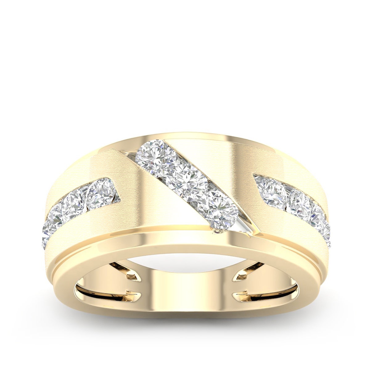 Forevermade 1 ct. tw. Men's Lab-Grown Diamond Channel Set Diagonal Wedding Ring in 14K Yellow Gold