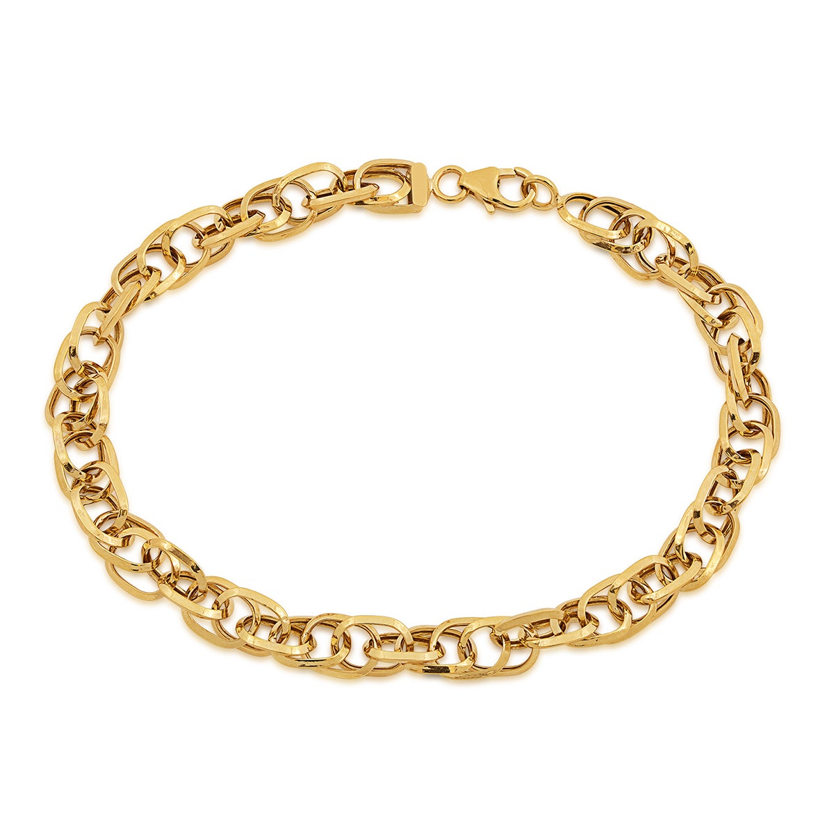 5mm Double Oval Link Bracelet in 10K Yellow Gold