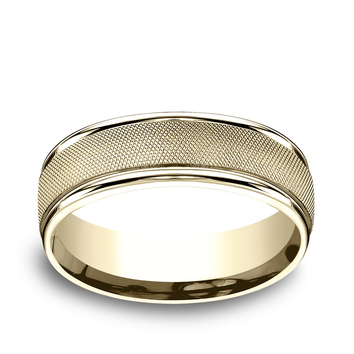 Benchmark Men's Satin Finish Polished Edge Wedding Ring in 10K Yellow Gold