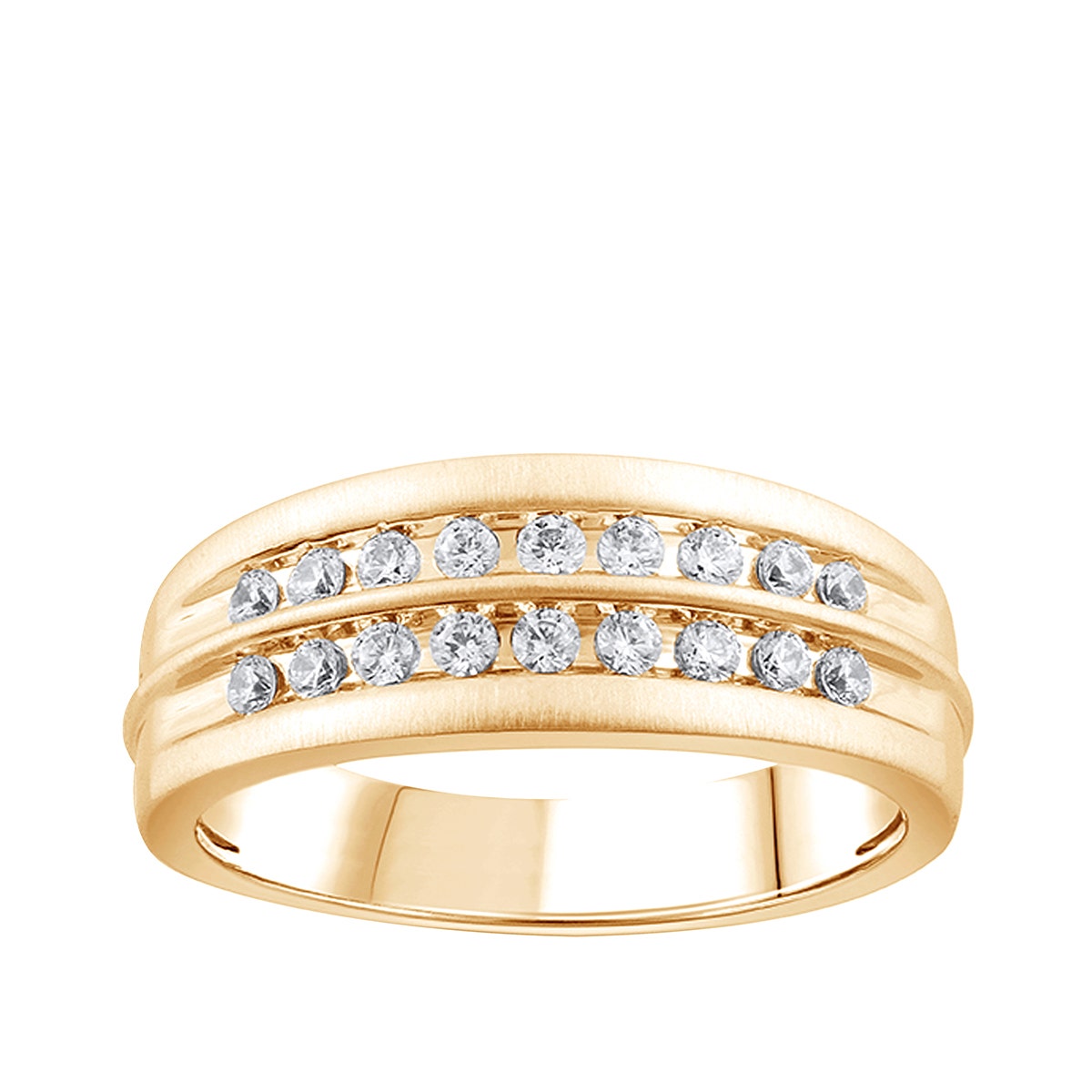 Forevermade Men's 1/2 ct. tw. Lab-Grown Diamond Two Row Channel Set Wedding Ring in 10K Yellow Gold