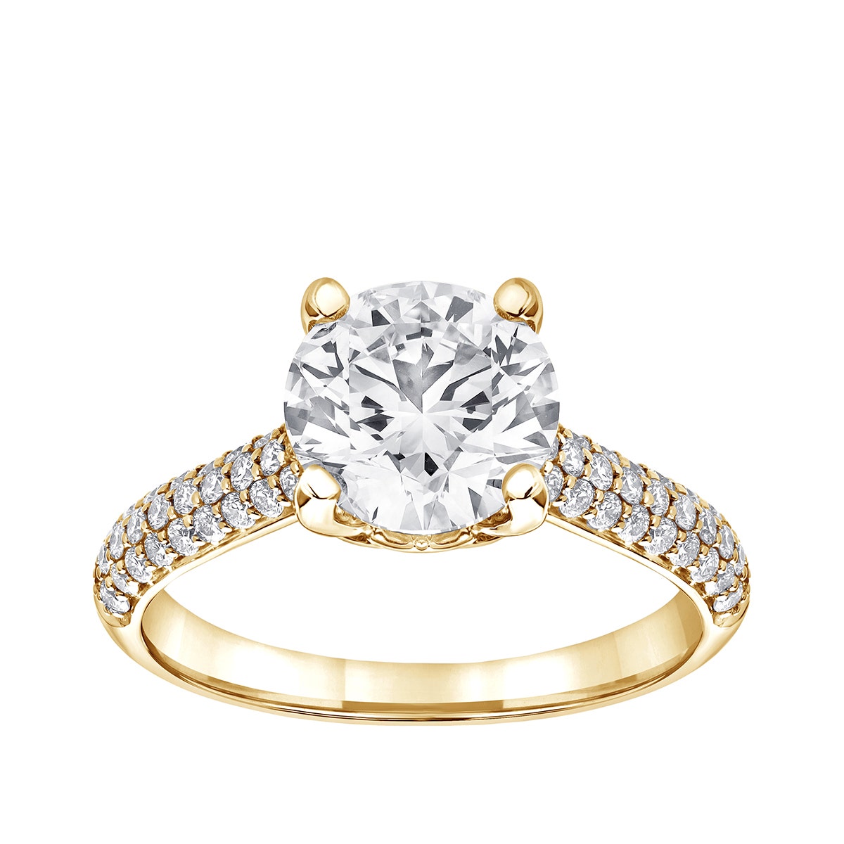 Radiance 3 ct. tw. Round Brilliant Diamond Pave Engagement Ring in 14K Yellow Gold