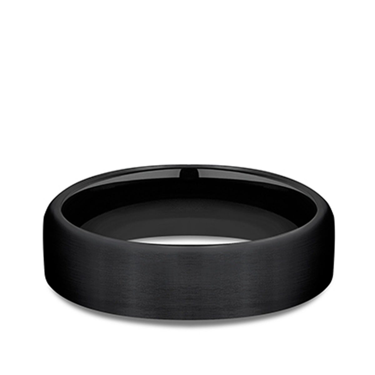 Benchmark 6.5mm Domed Comfort Fit Black Titanium Ring with Satin Finish