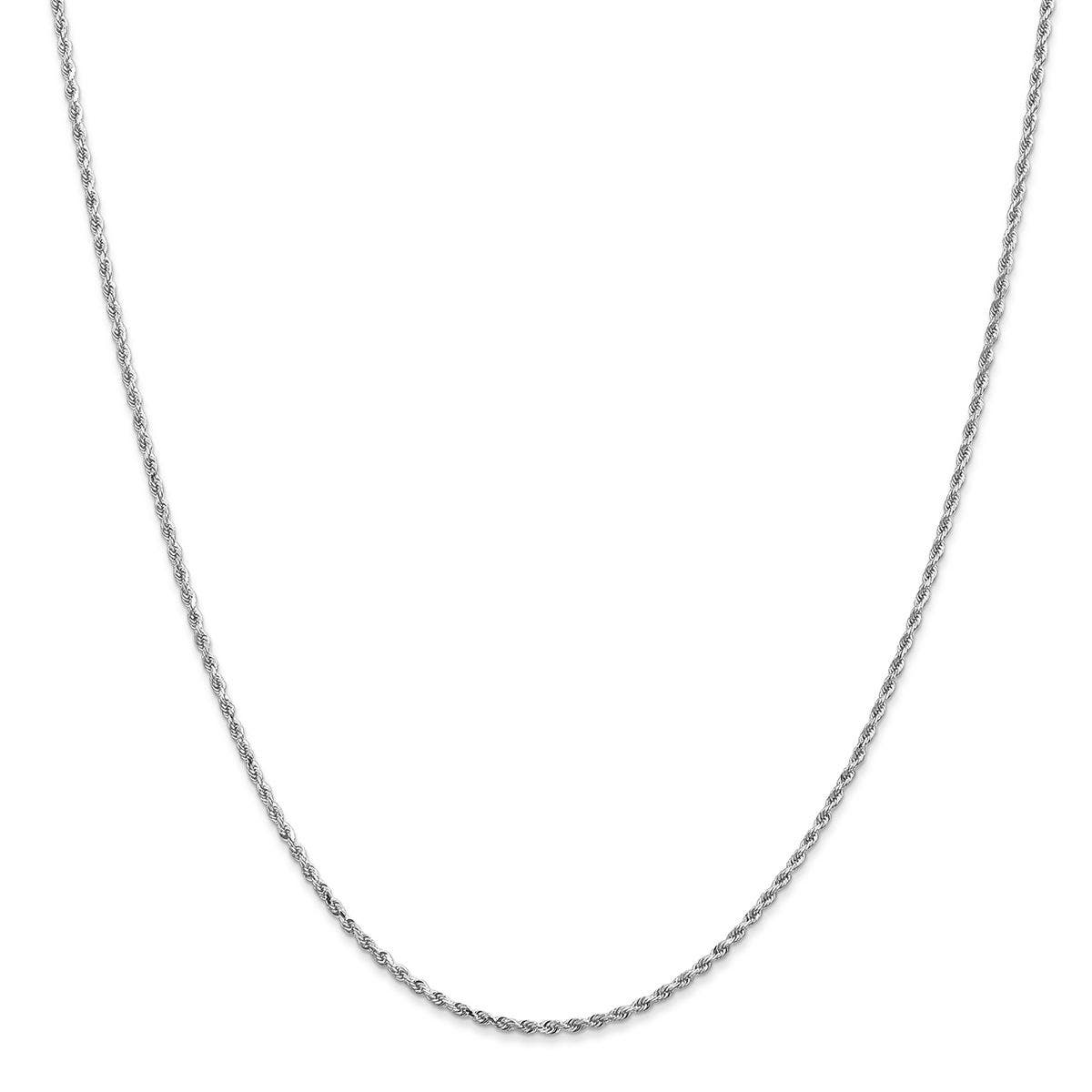 2mm 20" Solid Diamond Cut Rope Chain 10K White Gold