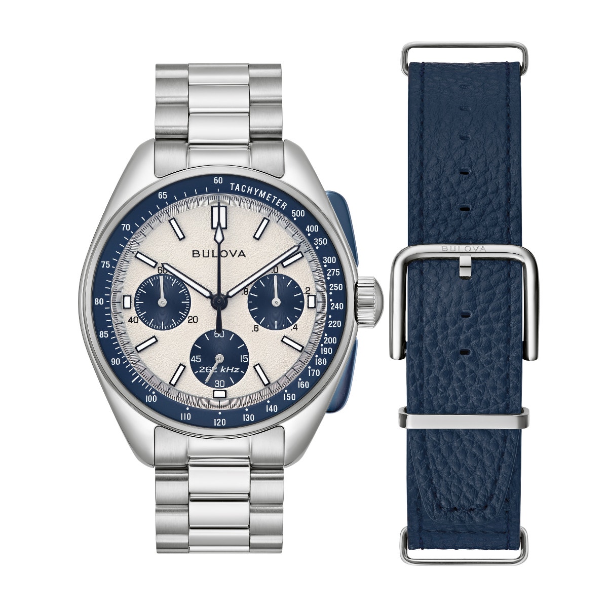 Bulova Men's Archive Series Lunar Pilot Stainless Steel Watch with Silver Dial