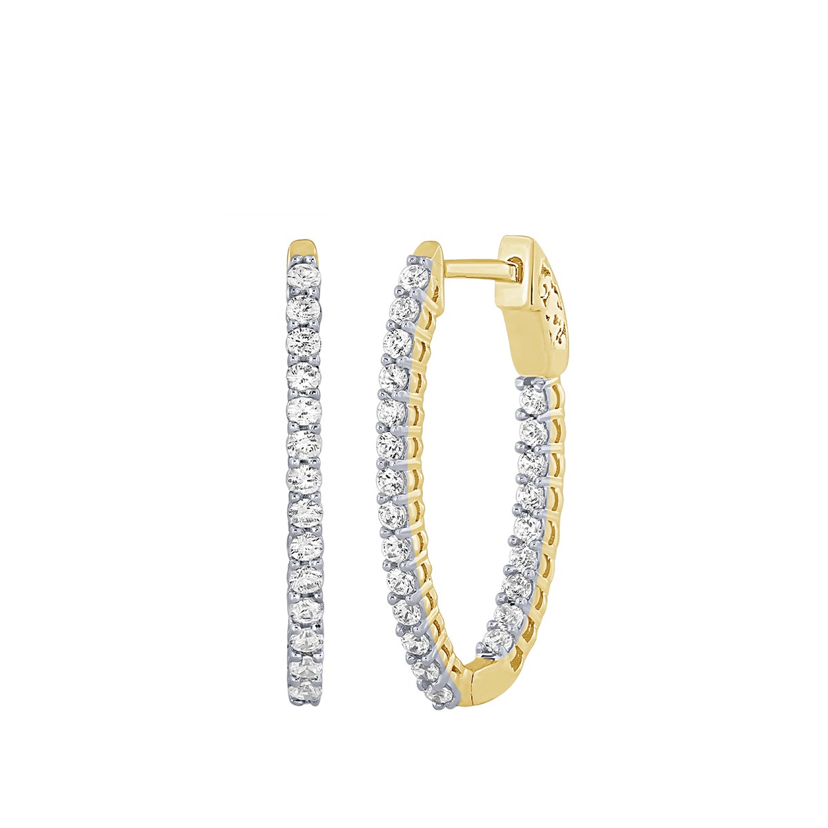 Forevermade 1-1/2 ct. tw. Lab-Grown Diamond Inside Out Oval Hoop Earrings in 10K Yellow Gold