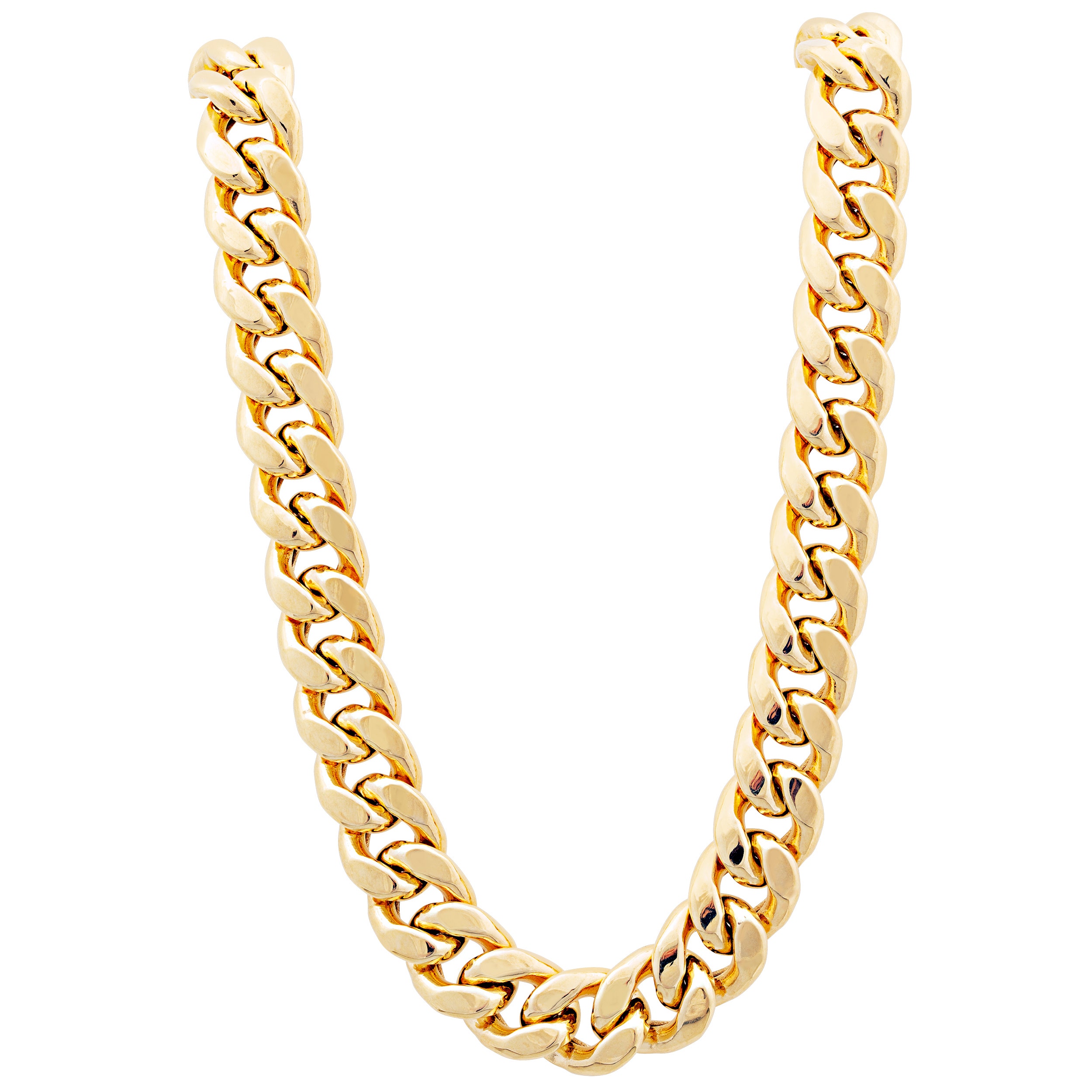 11.3mm 24" Semi-Solid Miami Cuban Chain Necklace in 10K Yellow Gold