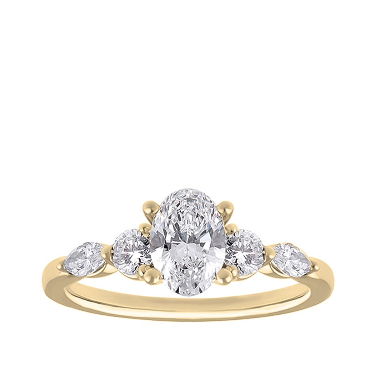 Forevermade 1-1/2 ct. tw. Lab-Grown Oval, Round, & Marquise Diamond Engagement Ring in 14K Yellow Gold