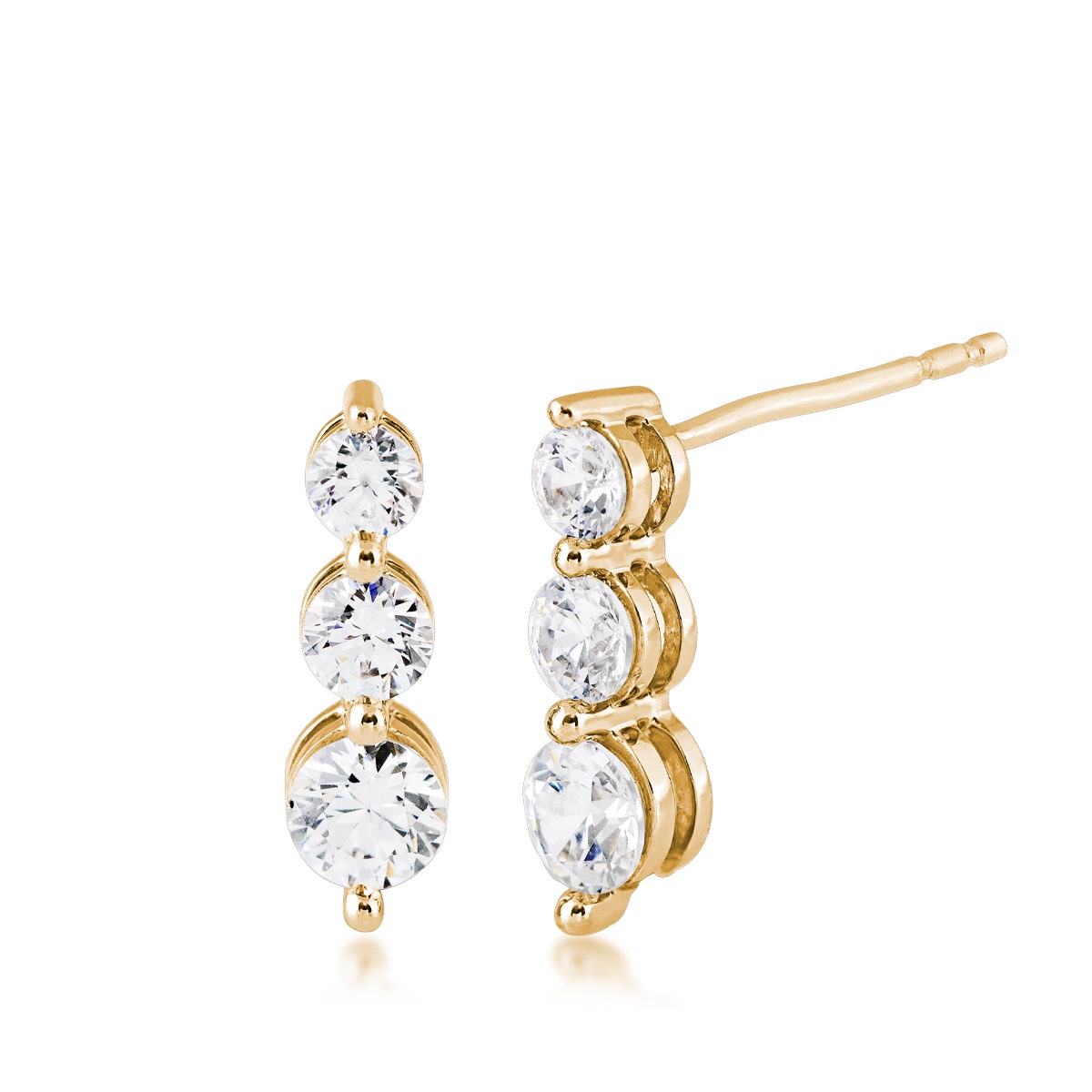 Forevermade 1 ct. tw. Lab-Grown Round 3-Stone Diamond Earrings in 14K Yellow Gold