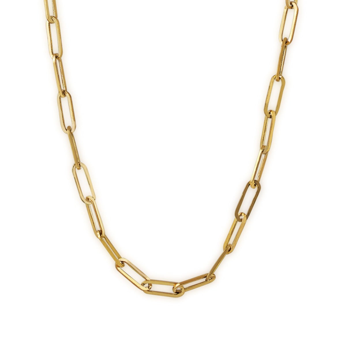3.15mm 18" Hollow Paperclip Chain Necklace in 10K Yellow Gold